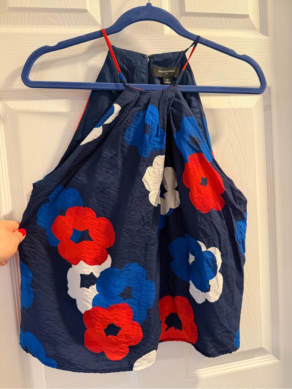 Banana Republic Navy Halter Camisole with Red, Blue & White Floral Print
